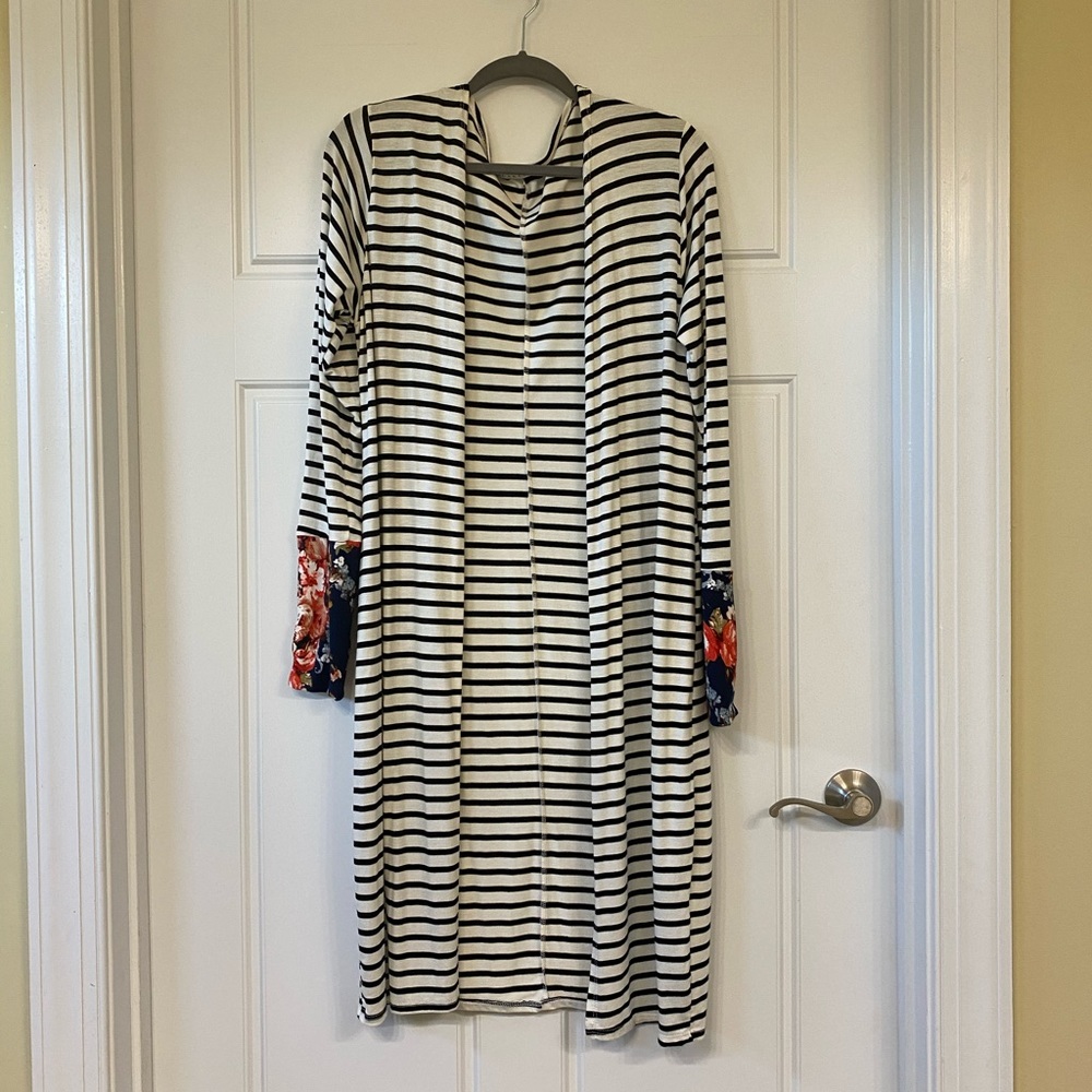 Boho Floral Stripe Duster Cardigan